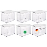 Novaliv Aufbewahrungsbox - (6 St), 6x Aufbewahrungsbox, 6x Deckel, 24x Rollen weiß