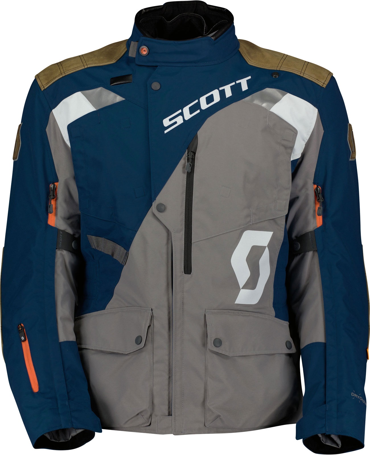 Scott Dualraid Dryo, veste textile imperméable - Bleu Foncé/Gris/Marron - L