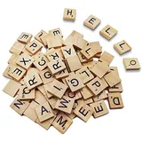 LoengMax Holz-Buchstaben-Fliesen, Scrabble-Buchstaben, Holz, zum Basteln, als Geschenk, Dekoration, 500 Stück