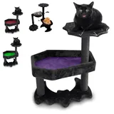 Gothic Katzenbaum mit Sarg Katzenbett, Gothic-Katzenturm, Sarg-Katzenbaum mit Sisal-Kratzstämmen für Halloween-Katze, klein, Schwarz mit Lila Littlesy