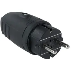 SCHUKO-Gummistecker, IP44, schwarz - schwarz