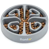 LIONTO Anti Schling Napf für Hunde & Katzen, Ø 20 cm, Höhe 4,5 cm, Fassungsvermögen von bis zu 450 g, Rutschfester Hundenapf aus lebensmittelechtem Kunststoff, bis zu 100° spülmaschinenfest, hellgrau