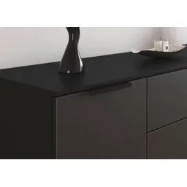 LeGer Home by Lena Gercke Kommode SERINA 120 x 100 x 42 cm Schwarz / Schwarz Mattglas