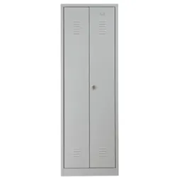 PROREGAL Garderobenspind Camel | 2-Fächer & 1-Schloss| HxBxT 180x60x50 cm | Vorhängeschloss | Grau