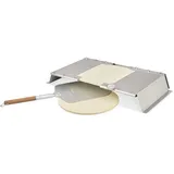 MOESTA-BBQ 19714 PizzaCover Flex Set - Gasgrill Edelstahl Pizzaaufsatz - Set mit Pizzahaube, Pizzaschieber und Pizzastein