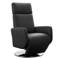 Cavadore TV-Sessel Cobra / Fernsehsessel mit 2 E-Motoren und Akku / Relaxfunktion, Liegefunktion / Ergonomie S / 71 x 108 x 82 / Echtleder Schwarz
