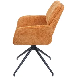 Mendler 2er-Set Esszimmerstuhl HWC-N74, Küchenstuhl, drehbar Auto-Return, Stoff Chenille (490g/m2) Öko-Tex ~ ocker-gelb