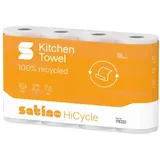 Wepa Satino Comfort 3-lagig weiß 26x22 cm Küchenrollen 4er 4 Rollen a 64 Blatt, 100% Recycling-Papier, starke Saugkraft