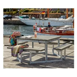 Twist Sitzgruppe - Terrassenmöbel aus Kiefer/Fichte, Graubraun/Silber (Gestell) - Gartenmöbel für 8 Personen - Outdoormöbel für Terrasse