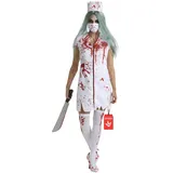 Morph Zombie Krankenschwester Kostüm, Blutige Krankenschwester Verkleidung für Halloween und Partys, XL