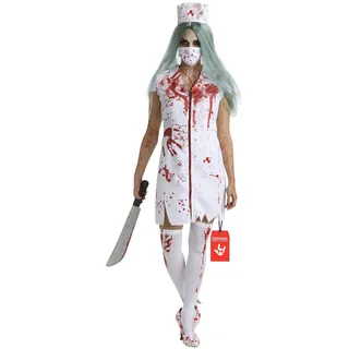 Morph Zombie Krankenschwester Kostüm, Blutige Krankenschwester Verkleidung für Halloween und Partys, XL
