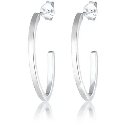 Paar Creolen ELLI "Creolen Ohrstecker oval 925 Sterling Silber", silber, Ohrringe, Damen, OneSize, ohne Stein, Silber 925 (Sterlingsilber)