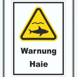Aufkleber Warnung Haie A5 (148x210mm)