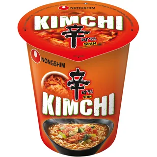 Nong Shim Instantnudeln Kimchi Ramyun – Koreanische Ramen Cup Suppe - schnelle Zubereitung – 1er Pack à 75g