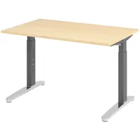 Bümö Schreibtisch Ahorn, Graphit, Nachbildung,Ahorn, Rechteckig, 120x74x80 cm, FSC