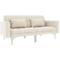 vidaXL Schlafcouch Polyester 2-Sitzer Weiß