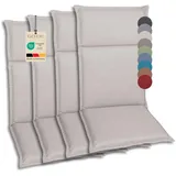 GO-DE Textil Bequeme und attraktive Polsterauflagen für Hochlehner-, Mittellehner- und Niederlehner-Gartenstühle (4er-Set, Uni Beige, Hochlehner)