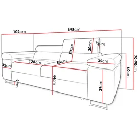 Mirjan24 Sofa, Blau, Textil, 2-Sitzer, Rechteckig, 198x90x102 cm, Wohnzimmer, Sofas & Couches, Sofas