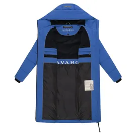 Navahoo Damen Wintermantel warmer Steppmantel mit 2-Wege Reißverschluss, wasserdichten Reißverschlüssen und verstellbarer Kapuze Schokokuss XIV Galaxy Blue Gr. 5XL - 5XL