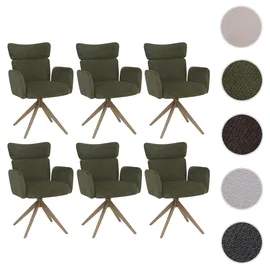 Mendler Esszimmerstuhl HWC-N11 Stoff Bouclé 350g/m2 grün 6er Set