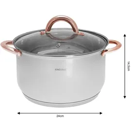 KING HOFF KINGHOFF Rosegold Topf-Set 12-tlg. 10,5 cm rund