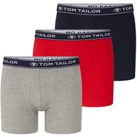 Tom Tailor Boxershorts unifarben Rot/Blau S 3er Pack