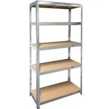 schulte-regalwelt Schwerlastregal 5 Holzböden, 175kg Fachlast, silber, 180 x 90 x 40cm