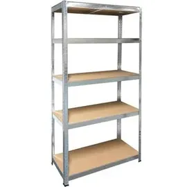 schulte-regalwelt Schwerlastregal 5 Holzböden, 175kg Fachlast, silber, 180 x 90 x 40cm