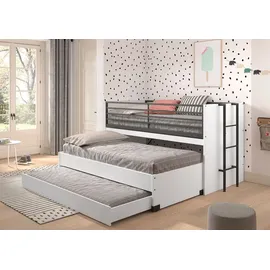 Vipack Halbhochbett SAM 90 x 200 cm Eiche Melamin Dekor weiß schwarz