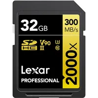 Lexar Professional 2000x SD Karte 32GB, SDHC UHS-II Speicherkarte ohne Lesegerät, Bis Zu 300MB/s Lesen, für DSLR, Videokameras in Kinoqualität (LSD2000032G-BNNAG)