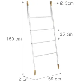 Relaxdays Handtuchleiter Metall 150 x 70 x 2 cm Weiß