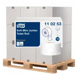 TORK Jumbo-Toilettenpapier T2 Premium Mini 2-lagig Recyclingpapier, 12 Rollen