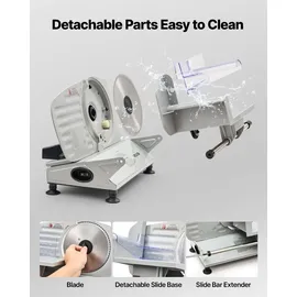 Vevor Allesschneider Fleischschneider 150 W elektrische Aufschnittmaschine mit 17 cm Klinge, Fleischschneidemaschine mit 0–15 mm einstellbarer Dicke, für gefrorenes Fleisch Schinken Prime Steak