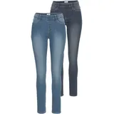 FLASHLIGHTS Jeansjeggings (Packung, 2er-Pack) enge Passform, Röhrenjeans, Used-Look-Waschung, hohe Leibhöhe blau 42
