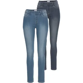 FLASHLIGHTS Jeansjeggings (Packung, 2er-Pack) enge Passform, Röhrenjeans, Used-Look-Waschung, hohe Leibhöhe blau 42
