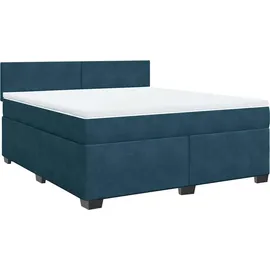 vidaXL Boxspringbett mit Matratze Blau 180x200 cm Samt