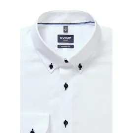Olymp Businesshemd OLYMP "OLYMP Luxor, modern fit, Button-down", Herren, Gr. 43, Normaler Arm, weiß, 100% Baumwolle, Hemden