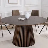 riess-ambiente Runder Esstisch VALHALLA WOOD 120cm smoked Eichenholz-Design Säulenfuß Esszimmertisch Küchentisch Tisch - Braun