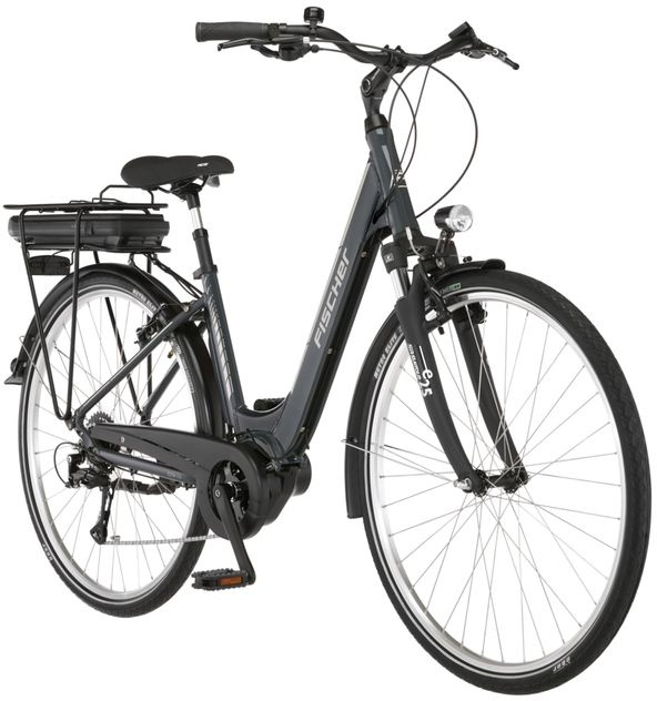 FISCHER E-Bike Pedelec City CITA 1.5, Rahmenhöhe 44 cm, 28 Zoll, Akku 418 Wh, Mittelmotor, Kettenschaltung, LED Display, granitgrau
