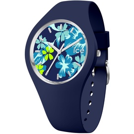 ICE-Watch - ICE flower Midnight lime - Blaue Damenuhr mit Silikonarmband - 021741 (Medium)