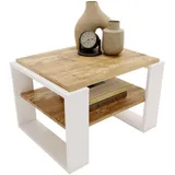 craftpak Couchtisch Kiefer Milford, Weiß, Rechteckig, 63x44x54 cm, Wohnzimmer, Wohnzimmertische, Couchtische