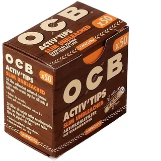 50 OCB Virgin Slim 7mm Aktivkohlefilter ACTIV'TIPS mit Keramikkappen
