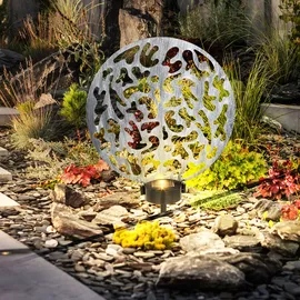 GLOBO Solarleuchte Metall 30x10x41 cm 2x LED warmweiß silber antik