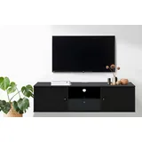 Hammel Furniture TV-Board HAMMEL FURNITURE "Mistral Fernsehschrank, Medienmöbel, Hängend", schwarz (schwarz gebeizt), B:161,5cm H:42cm T:45cm, Sideboards, mit Türen mit Akustikstoff, Kabeldurchführung, Lowboard, B: 161,5 cm