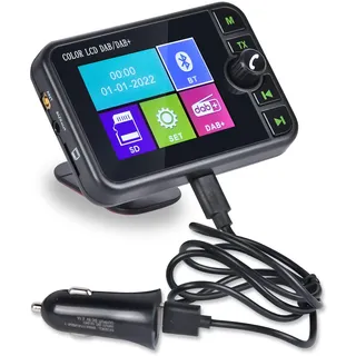 Hikity DAB/DAB+ Radio Adapter für Autoradio/Hausgebrauch, 2,4" LCD Tragbares Autoradio DAB mit FM Transmitter Bluetooth Freisprecheinrichtung MP3 Player, DAB+ Digital Radio Tuner mit TF Play/Aux Out