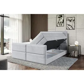 altdecor Boxspringbett AURA-Z KING - 160 x 200 - H3/H4 - Hellgrau
