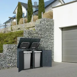 ML-Design Mülltonnenbox 2Er für 2 Tonnen 240L 132x80x116,3 cm Anthrazit Stahl