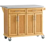 SoBuy Kücheninsel Natur, Holz, 115x92x71 cm Küchen, Küchenmöbel, Kücheninseln