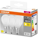 Osram lighting Osram LED Base Classic P 60 Filament, 5,5W, 806 lm, E14, warmweiß, matt, 3-er Pack