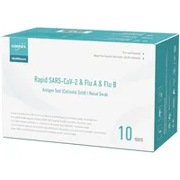 EUROPAPA 10x Corona Laientest Schnelltest und Grippe Test auf Covid-19 und Influenza A/B, Antigentest Selbsttest SARS-CoV-2 Flu A Flu B 3in1 Combo Rapid Test Cassette, für Zuhause, Einzelverpackt